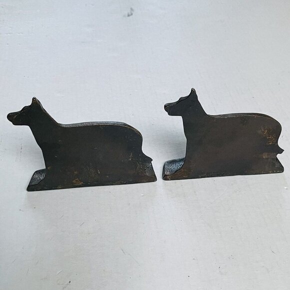 Vintage Cast Iron Bronze Copper Patina German Shepherd Dog Bookend Set Decor - Picture 5 of 8